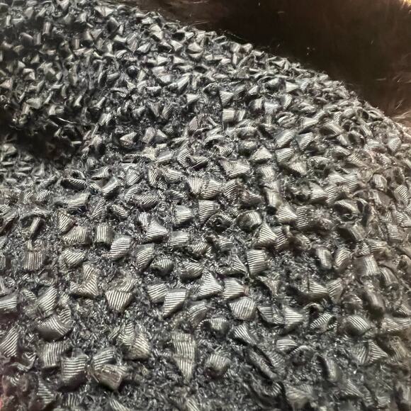 VINTAGE 60s Rabbit Fur Collar Swing Jacket Size S Black Loop Textured - Picture 7 of 7